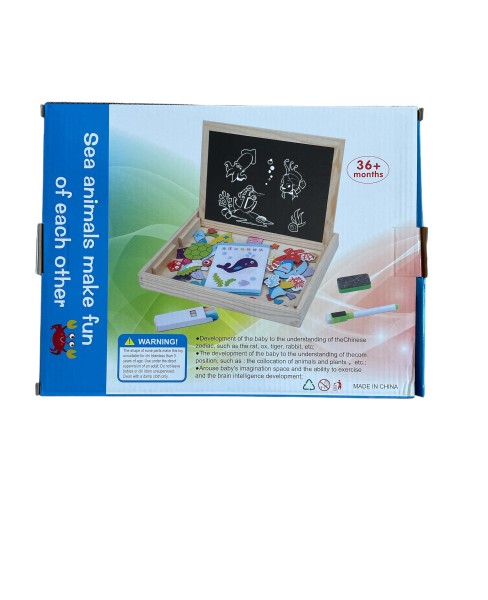 Dvipusė magnetinė lenta/ dėžutė vaikams žaislas su gyvūnais - Image 3