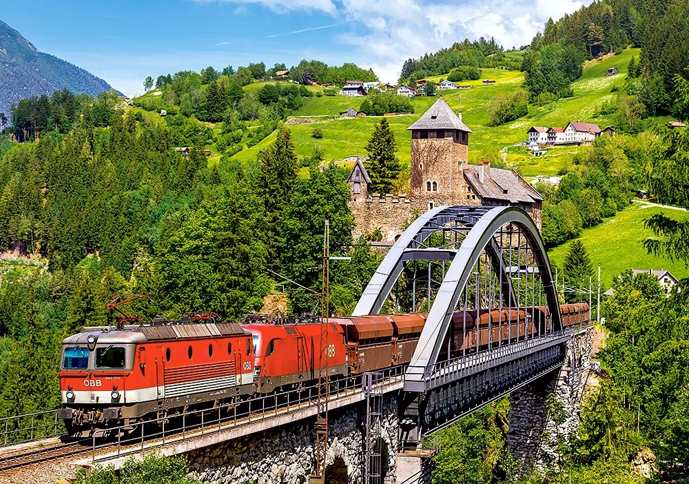 Dėlionė Castorland train on the bridge (traukinys ant tilto)500 detalių