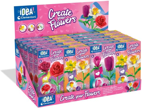 Clementoni Idea – Créate Tes Fleurs | Kit DIY 2 Tulipes En Papier à Colorer Et Offrir, Dès 7 Ans