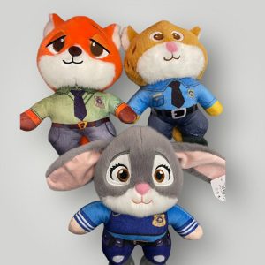Minkšti pliušiniai zootopia herojai( lapė, zuikis ir leopardas) 25cm