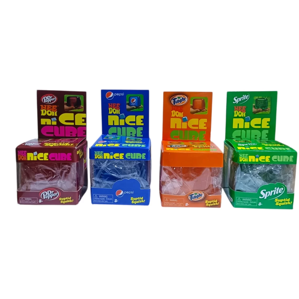 Nee Doh Antistresinis squishy ledo kubelis sprite, Dr pepper, fanta, pepsi
