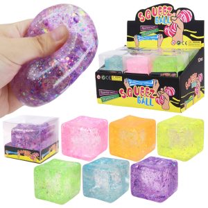 Antistresinis squishy ledo kubelis blizgantis