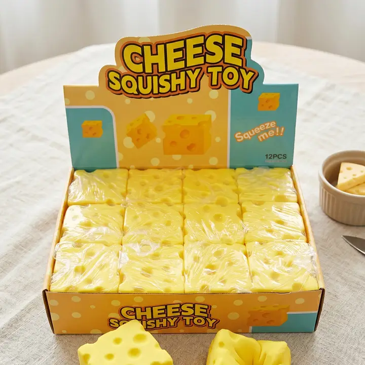 Antistresinis minkomas žaislas Squishy sūris Cheese slow rise