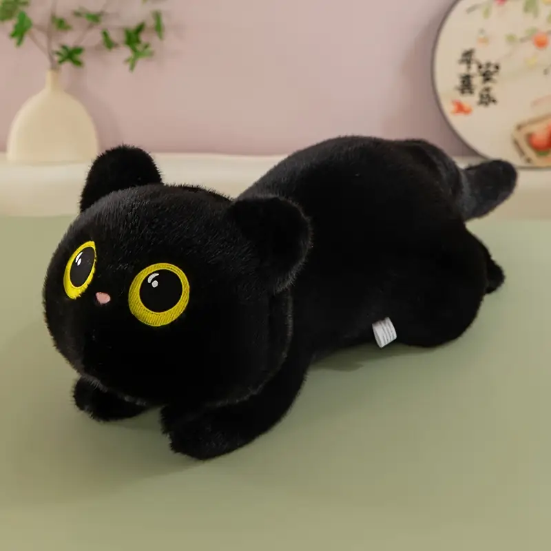 Pliušinis juodas ilgas katinas 35cm