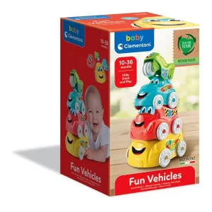 Clementoni „Fun Vehicles“ – mašinėlių statymo žaidimas vaikams 10-36 mėn.