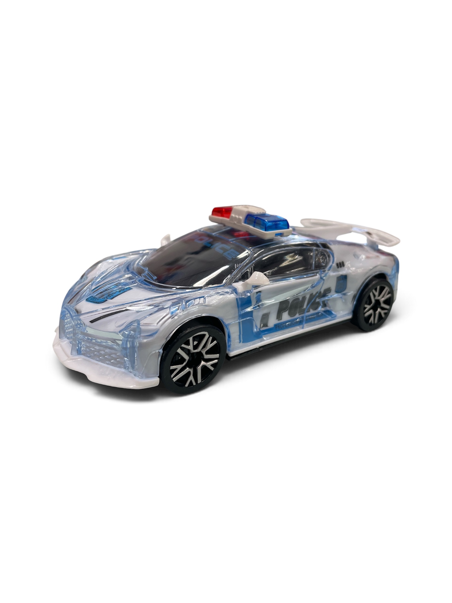 Policijos automobilis – važiuoja, šviečia ir groja