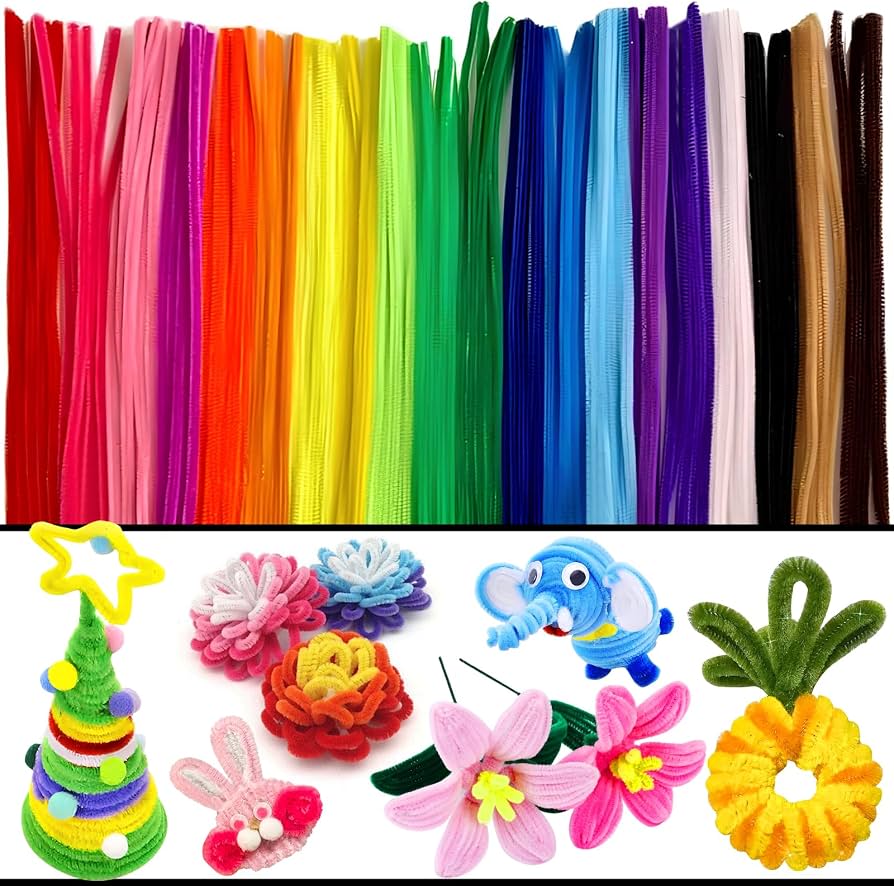 100 vnt. Chenille Stems minkštos dekoratyvinės vielutės