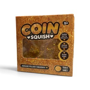 Antistresinis Coin Squishy auksinė moneta su blizgučiais